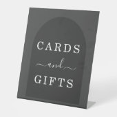 モダンエレガントシンプルダークグレーアーチカード&ギフト 台座サイン (正面)