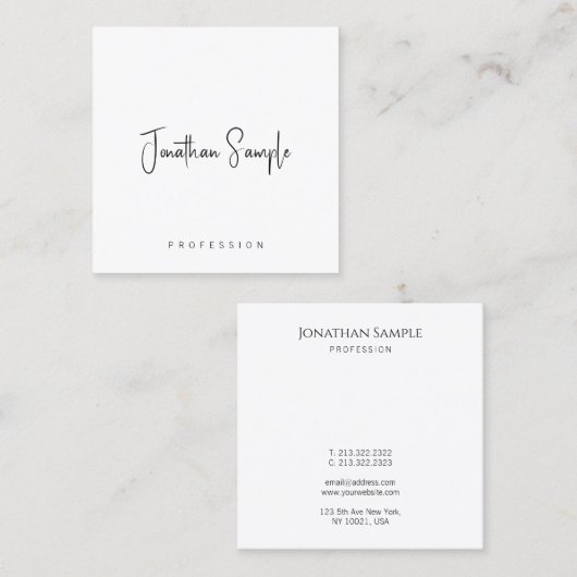 モダンエレガントシンプルテンプレートタイポグラフィ スクエア名刺 (正面/裏面)