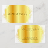 モダンエレガントシンプルテンプレートフェイク金ゴールド白 名刺 (正面/裏面)