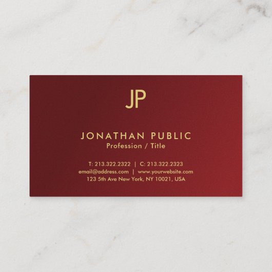 モダンエレガントシンプルテンプレートユーカスタム文字 名刺 (裏面)