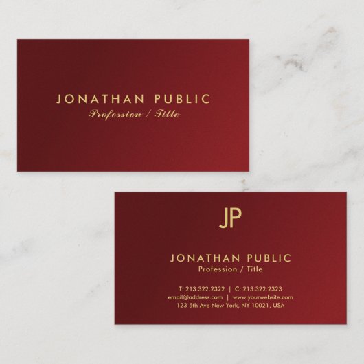 モダンエレガントシンプルテンプレートユーカスタム文字 名刺 (正面/裏面)