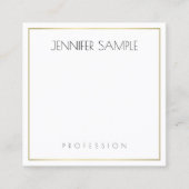 モダンエレガントシンプルテンプレート金ゴールド白 スクエア名刺 (正面)