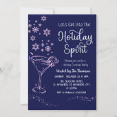 モダンエレガントシンプルネイビーピンクホリデーカクテル 招待状 (正面)