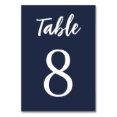 モダンエレガントシンプルネイビーブルー結婚ホワイト テーブルナンバー (正面)