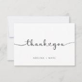 モダンエレガントシンプルハートScript結婚's サンキューカード (正面)
