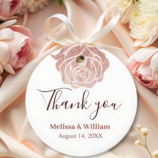 モダンエレガントシンプルバラ金ゴールド結婚サンキュー フェイバータグ