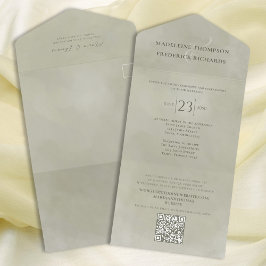 モダンエレガントシンプルパームグリーン | QRコードWebサイト オールインワン招待状