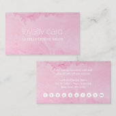 モダンエレガントシンプルピンクマーブルサロン ロイヤリティカード (正面/裏面)