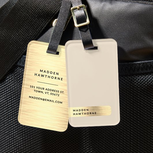 モダンエレガントシンプルフェイク金ゴールドブラシ付きメタル ラゲッジタグ