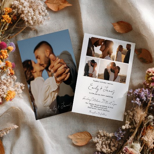 モダンエレガントシンプルミニマル5写真結婚s 招待状