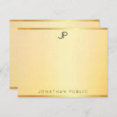 モダンエレガントシンプルモノグラム金ゴールドルックテンプレート ノートカード (正面/裏面)