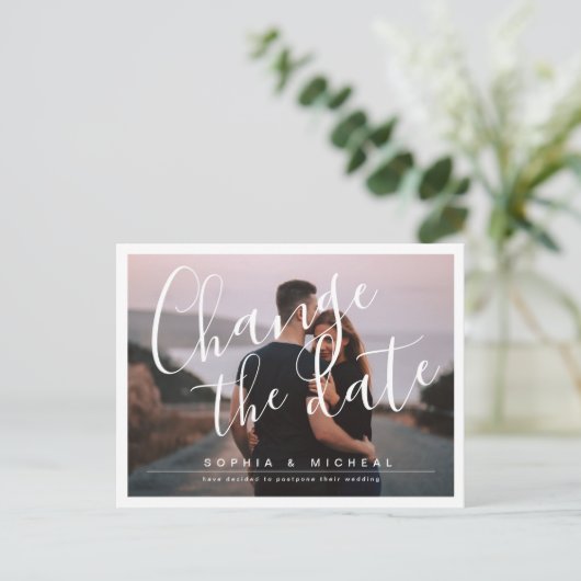 モダンエレガントシンプル写の延期 ポストカード (スタンド正面)