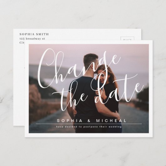 モダンエレガントシンプル写の延期 ポストカード (正面/裏面)