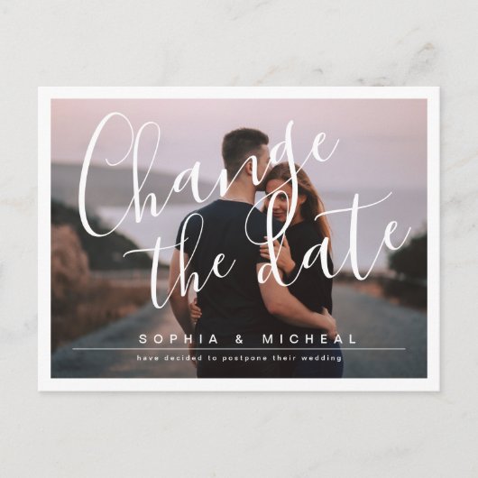 モダンエレガントシンプル写の延期 ポストカード (正面)