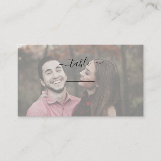 モダンエレガントシンプル写真のフラ結婚ット プレイスカード (正面)
