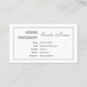 モダンエレガントシンプル写真結婚撮影者 名刺 (裏面)