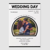 モダンエレガントシンプル写真結婚白黒 ベラム紙招待状 (正面)