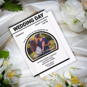 モダンエレガントシンプル写真結婚白黒 ベラム紙招待状