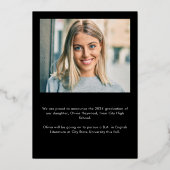 モダンエレガントシンプル卒業発表 箔招待状 (裏面)