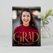 モダンエレガントシンプル型フォト卒業 箔招待状 (立ち正面)