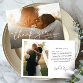 モダンエレガントシンプル手でレタを貼った写真結婚の数 サンキューカード