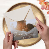 モダンエレガントシンプル手書き2枚結婚の写真 サンキューカード