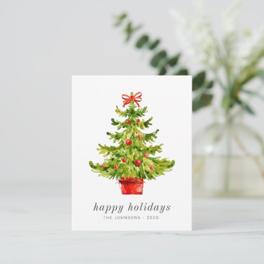 モダンエレガントシンプル水の色のクリスマスツリー シーズンカード (スタンド正面)