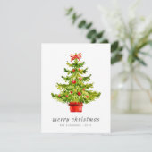 モダンエレガントシンプル水の色のクリスマスツリー シーズンカード (スタンド正面)