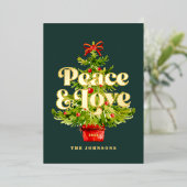 モダンエレガントシンプル水の色のクリスマスツリー 箔シーズンカード (立ち正面)