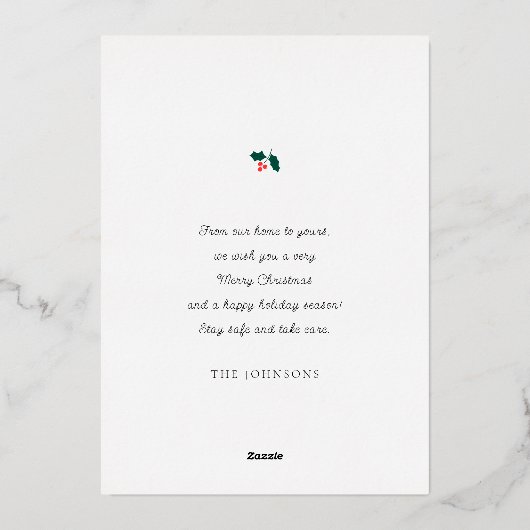 モダンエレガントシンプル水の色のクリスマスツリー 箔シーズンカード (裏面)