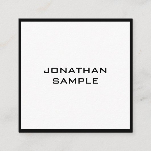 モダンエレガントシンプル白黒テンプレートマット スクエア名刺 (正面)