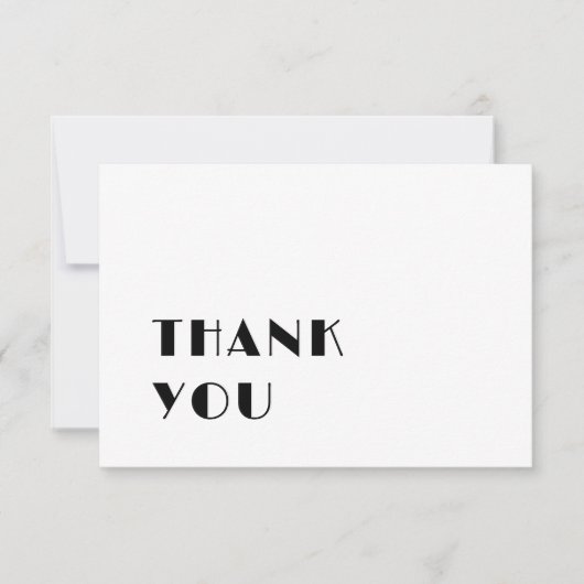 モダンエレガントシンプル白黒結婚の サンキューカード (正面)
