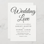 モダンエレガントシンプル白黒結婚の 招待状 (正面/裏面)