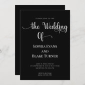 モダンエレガントシンプル白黒結婚ズ 招待状 (正面/裏面)