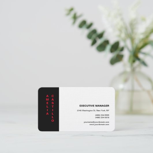 モダンエレガントシンプル白黒 名刺 (スタンド正面)