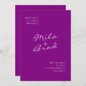 モダンエレガントシンプル紫結婚病 招待状 (正面/裏面)