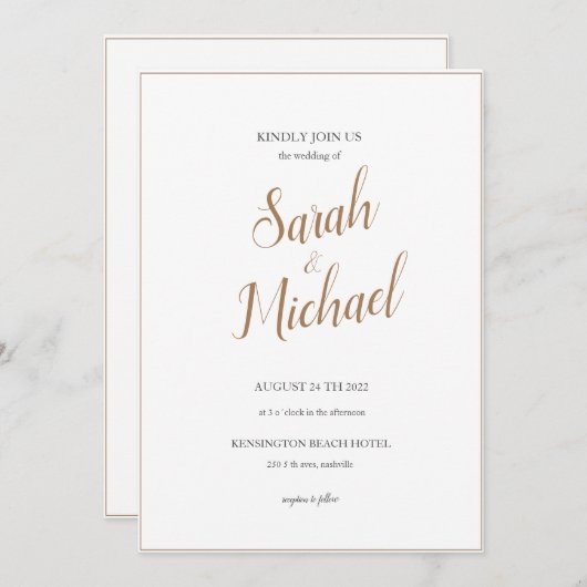 モダンエレガントシンプル結婚式招待状 招待状 (正面/裏面)