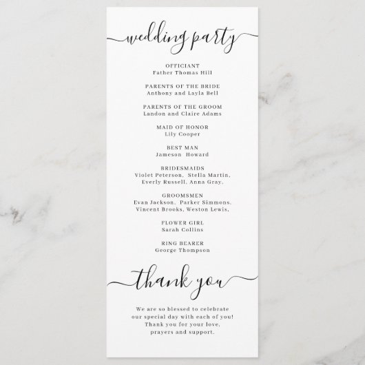 モダンエレガントシンプル脚式結婚式 プログラム (裏面)