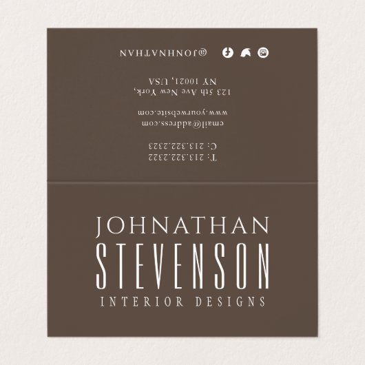 モダンエレガントシンプル茶・白ソーシャルメディア 名刺 (外部フラット)