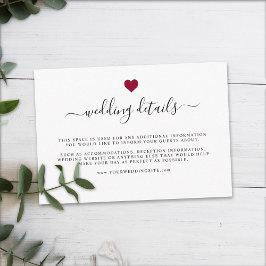 モダンエレガントシンプル赤いハート結婚詳細 エンクロージャーカード