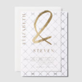 モダンエレガントシンプル金ゴールドアンパサンド結婚ズ ベラム紙招待状 (オフセット (招待状))