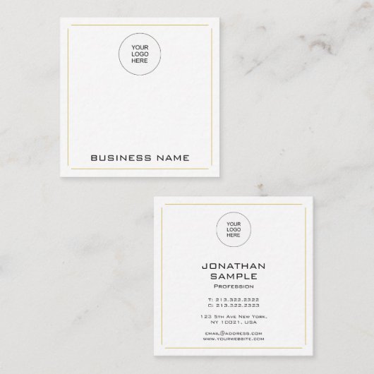 モダンエレガントシンプル金ゴールドテンプレート スクエア名刺 (正面/裏面)