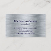 モダンエレガントシンプル金ゴールドネイビーブルーブラシ仕上げメタル 名刺 (裏面)