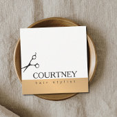 モダンエレガントシンプル金ゴールドフェイク美容師 スクエア名刺