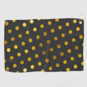 モダンエレガントシンプル金ゴールド水玉模様 ゴルフタオル (横)