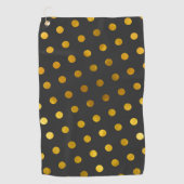 モダンエレガントシンプル金ゴールド水玉模様 ゴルフタオル (正面)