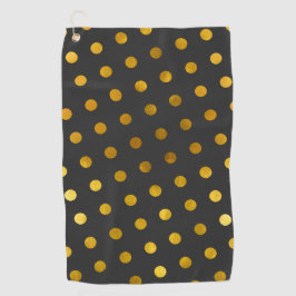 モダンエレガントシンプル金ゴールド水玉模様 ゴルフタオル