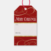 モダンエレガントシンプル金ゴールド赤巻 ギフトタグ (正面)