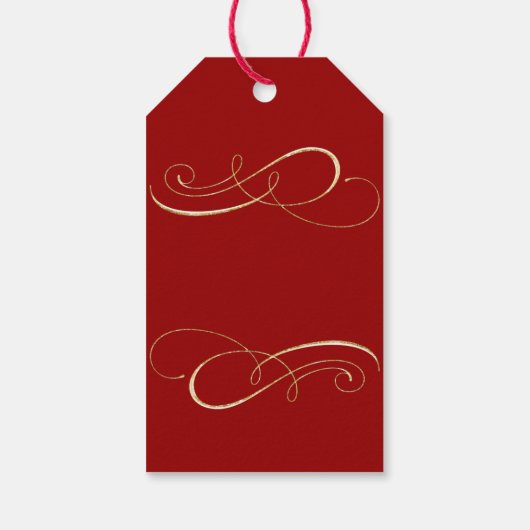 モダンエレガントシンプル金ゴールド赤巻 ギフトタグ (裏面)