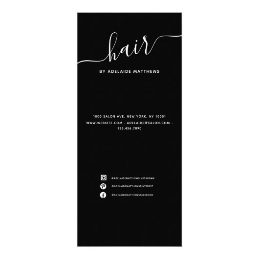 モダンエレガントシンプル黒ヘアサロン価格表 ラックカード (裏面)